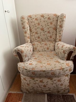 Butaca orejera beige - Tela