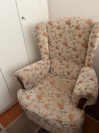 Butaca orejera beige - Tela