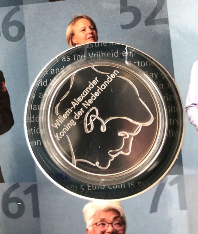 Moneda plata 5€ Países Bajos 2020. 75 años Liberta