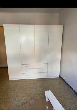 Armario blanco 4 puertas 3 cajones