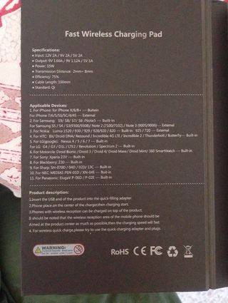 Cargador inalámbrico Qi 15W