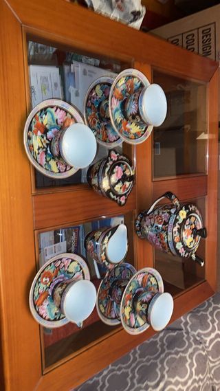 Juego café porcelana multicolor