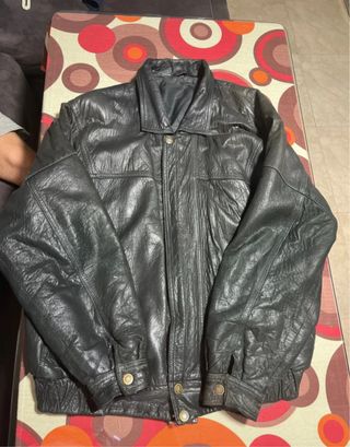 Cazadora piel auténtica negra