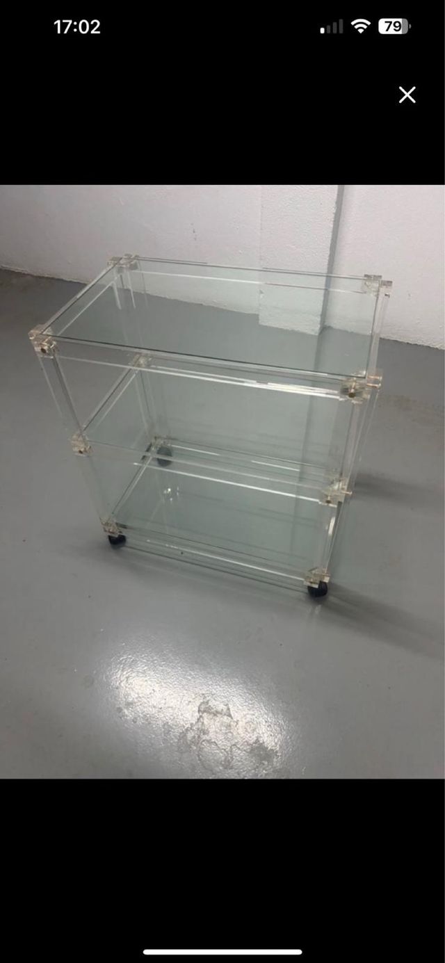 Mesa acrilico cristal c/ruedas