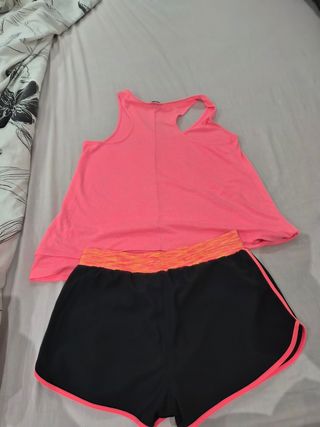 Conjunto deportivo mujer rosa-negro
