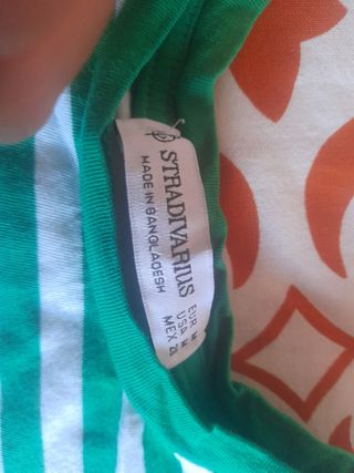 Camisa a rayas verde y blanca