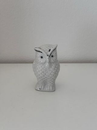 Figura búho cerámica blanca