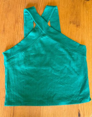 Top Zara verde cruzado