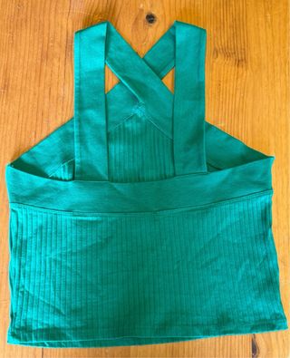 Top Zara verde cruzado