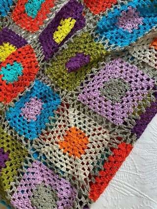 Colcha crochet multicolor