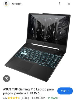 Portátil Asus TUF F15 i7 12700 Windows 11 pro