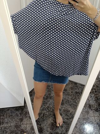 Blusa lunares azul y blanca - Talla única