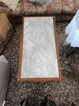 Mesa centro mármol - madera