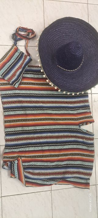 Poncho & Sombrero Mexicano con bolso