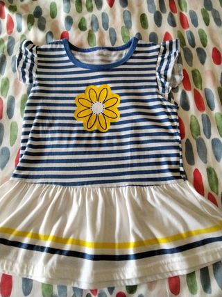 Vestido niña rayas azul blanco