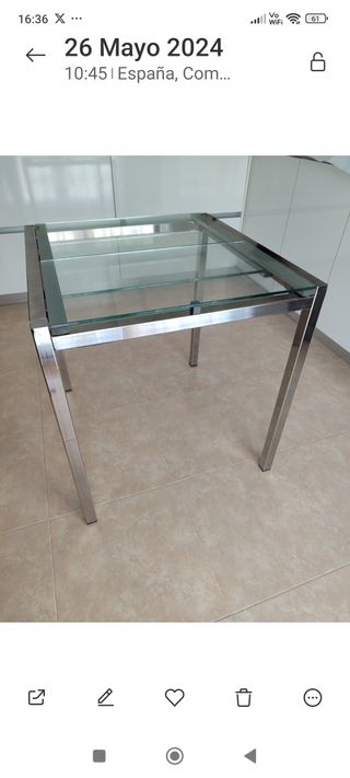 Mesa cristal moderna - metal