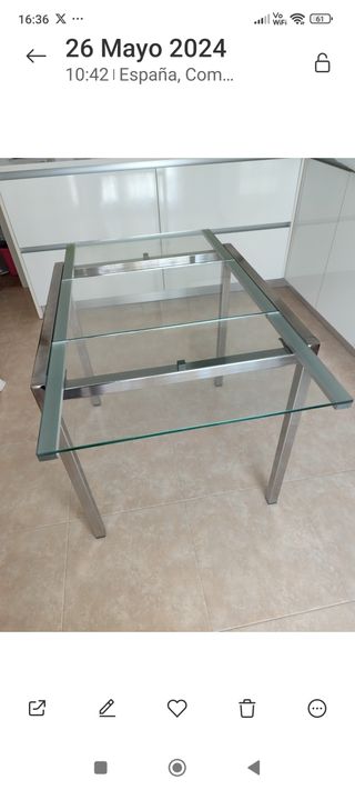 Mesa cristal moderna - metal