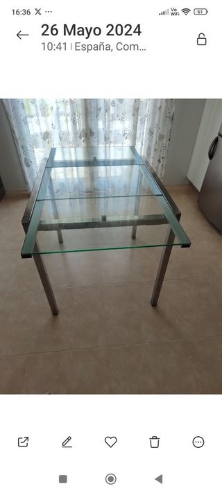 Mesa cristal moderna - metal