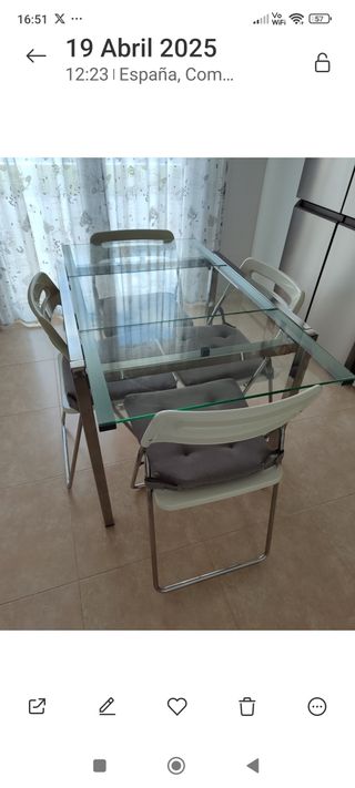 Mesa cristal moderna - metal