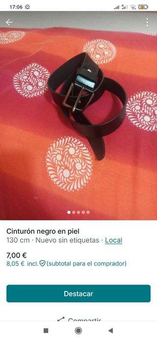 Cinturón Piel Negro 130cm