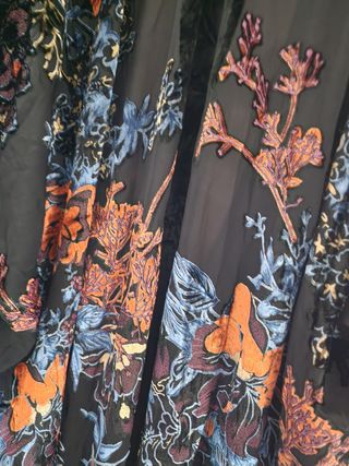 Kimono negro floral - Talla única