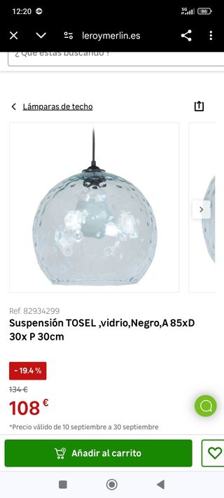 Lampara cristal transparente antiguo