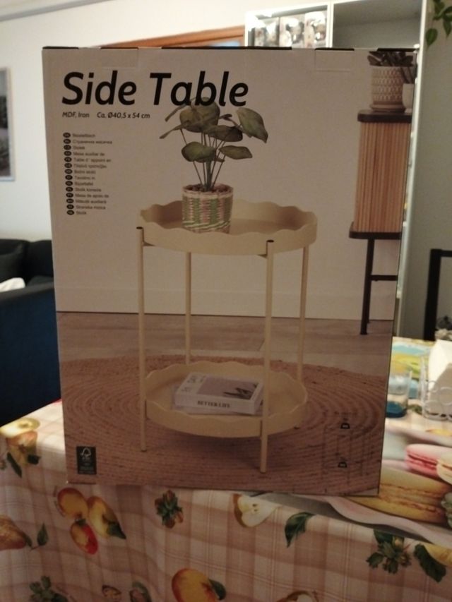 Tavolino Beige Metallo Legno