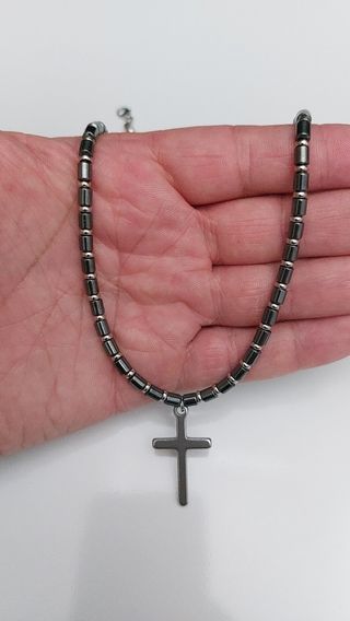 Collana uomo ematite croce