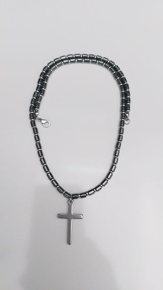 Collana uomo ematite croce