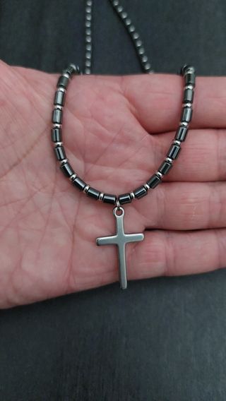 Collana uomo ematite croce