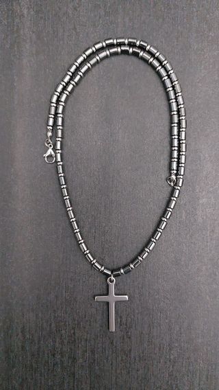 Collana uomo ematite croce