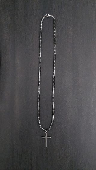 Collana uomo ematite croce