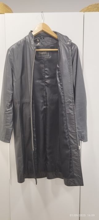 Chaqueta cuero negra mujer, talla M