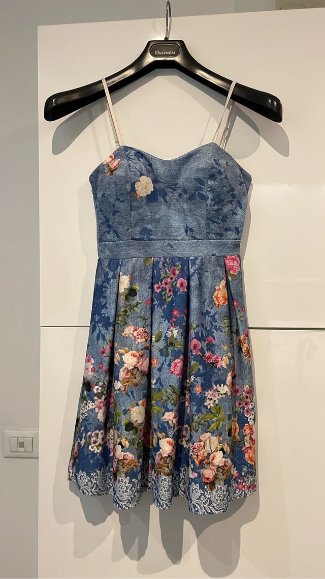 Vestito corto jeans floreale