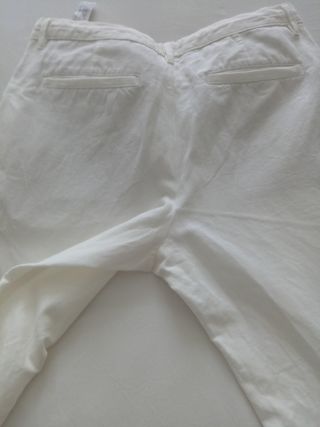 Pantalones Zara - Lino y algodón blanco roto