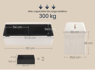 SONGMICS Puff Almacenaje 38 x 110 x 38 cm