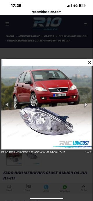 Optica Delantera Derecha Mercedes Clase A