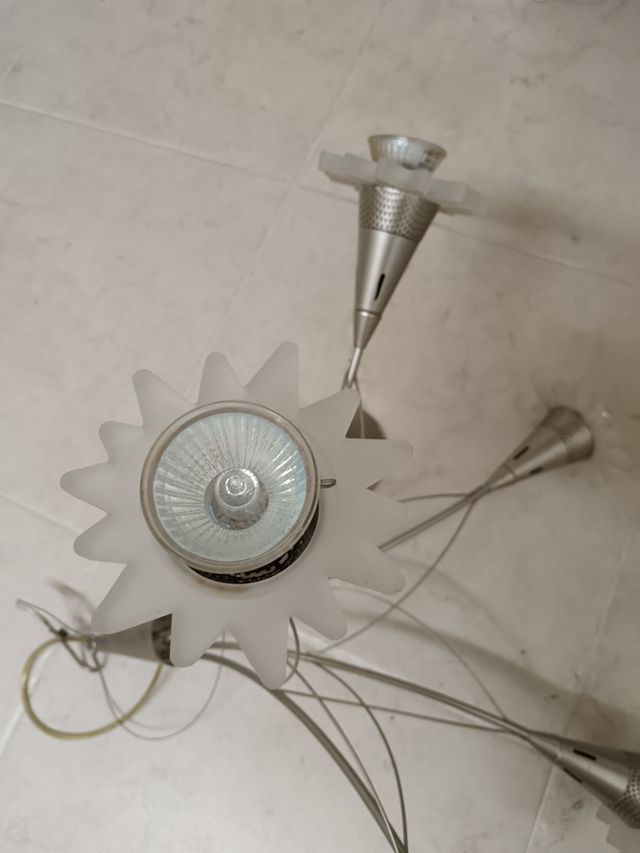 Lampadario Moderno 5 Luci - Argento