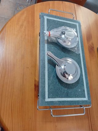 Asador piedra grill 2 recipientes