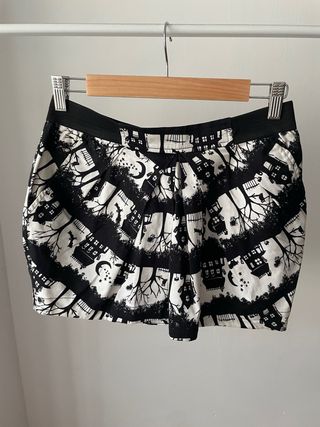 Minifalda Zara - M - Blanco y Negro