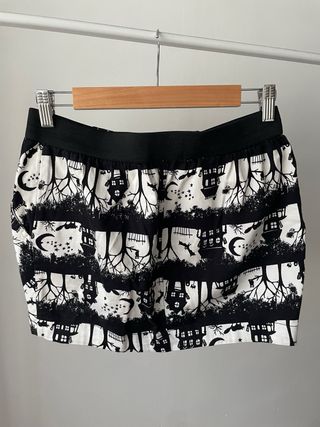 Minifalda Zara - M - Blanco y Negro