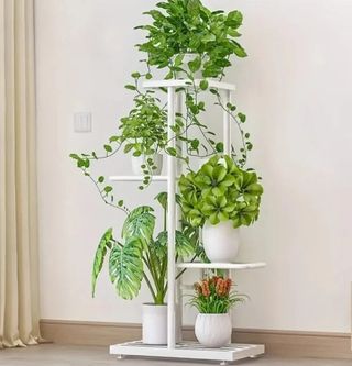 Soporte plantas blanco metal