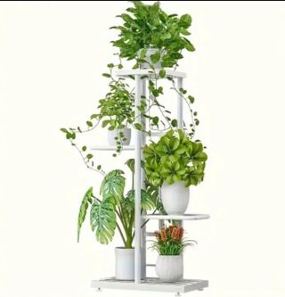 Soporte plantas blanco metal