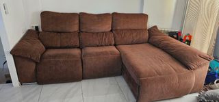Sofá motorizado chaise longue marrón