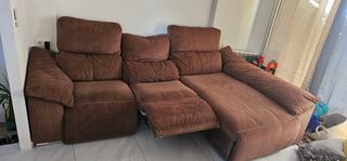 Sofá motorizado chaise longue marrón