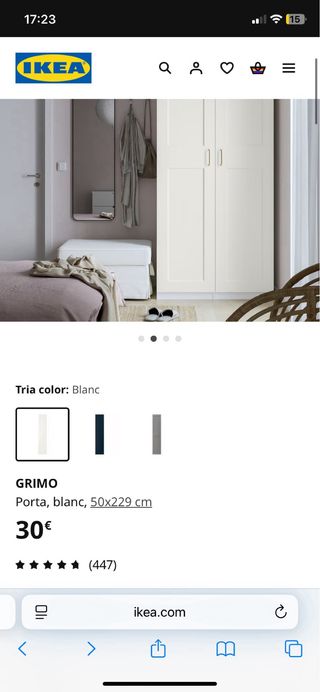 Par de puertas modelo GRIMO IKEA blanco