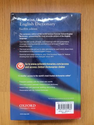 Concise Oxford English Dictionary: Main Edition