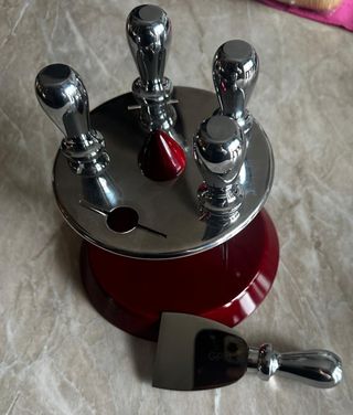 Set Formaggio 5 pezzi - Rosso/Argento