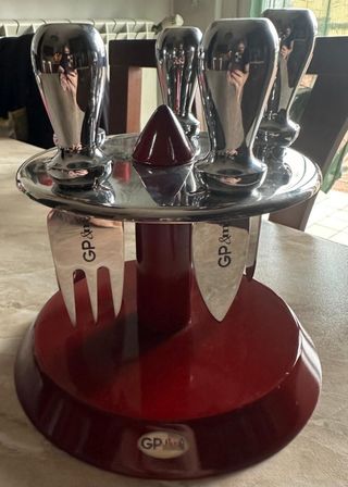 Set Formaggio 5 pezzi - Rosso/Argento