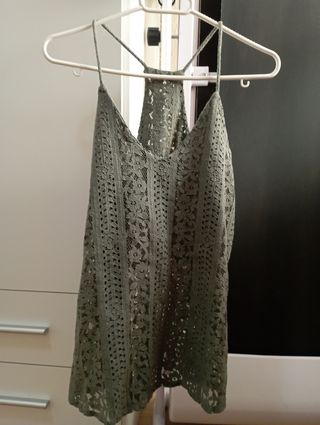 Top encaje floral verde 